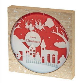 Ξύλινη κορνίζα με plexiglass σε χριστουγεννιάτικο θέμα 10X10X1.5cm - ΚΩΔ:K650-NU