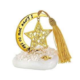 Γούρι μεταλλικό μισοφέγγαρο με χρυσό αστέρι σε βότσαλο - ΚΩΔ:EG23056-AD
