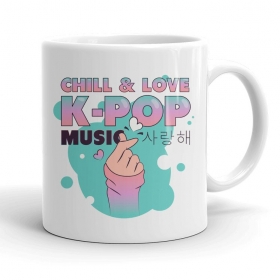 Κούπα K-Pop - Chill & Love με γαλάζιο εσωτερικό και χερούλι 350ml - ΚΩΔ:SUB1005468-43-BB