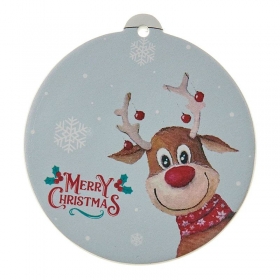 Γύψινο κρεμαστό διακοσμητικό με χριστουγεννιάτικο τάρανδο 8.5X9cm - ΚΩΔ:K671-NU
