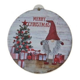Γύψινο κρεμαστό διακοσμητικό με χριστουγεννιάτικο νάνο 8.5X9cm - ΚΩΔ:K674-NU
