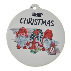 Γύψινο κρεμαστό διακοσμητικό με χριστουγεννιάτικους νάνους 8.5X9cm - ΚΩΔ:K676-NU