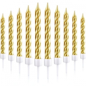 Κεράκια τούρτας χρυσά spiral 6.3cm - ΚΩΔ:996459-BB