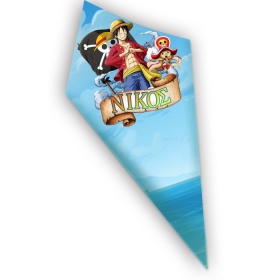 Χάρτινο χωνάκι για ζαχαρωτά One Piece με όνομα 20cm - ΚΩΔ:D1401-191-BB