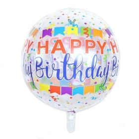Μπαλόνι 55cm διάφανο happy birthday banner 4D - ΚΩΔ:20722165-BB