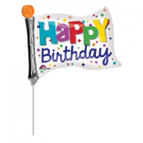 Μπαλόνι foil 25X20cm mini shape σημαία γενεθλίων - ΚΩΔ:34585-BB