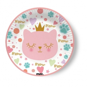 Χάρτινα πιάτα γλυκού γατούλα πριγκίπισσα 18cm - ΚΩΔ:PL18CP08-BB