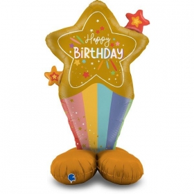 Μπαλόνι foil 125X71cm birthday stars the standups - ΚΩΔ:GK70014-BB