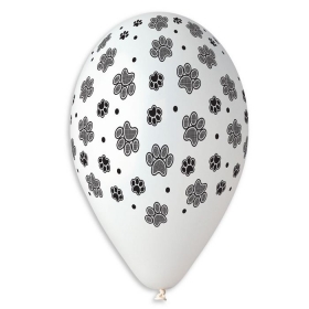 Μπαλόνι latex 33cm άσπρο με πατουσάκια - ΚΩΔ:13612636-BB