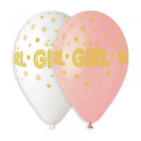 Μπαλόνι latex 33cm It’s a girl χρυσά αστέρια - ΚΩΔ:13612930-BB