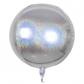 Μπαλόνι foil 45cm ασημί σφαίρα 4D holographic - ΚΩΔ:20718015-BB