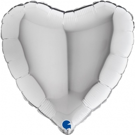Μπαλόνι foil 45cm καρδιά ασημί - ΚΩΔ:18009S-BB