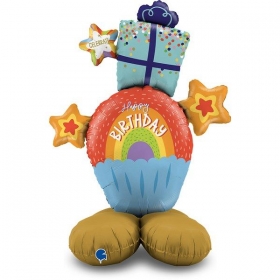 Μπαλόνι foil 82X119cm γενεθλίων rainbow cupcake - the standups - ΚΩΔ:GK70013-BB
