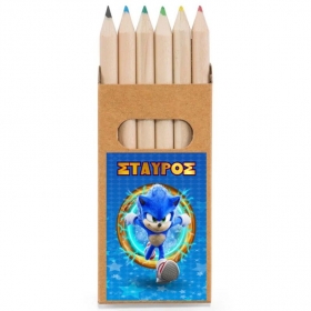 Ξυλομπογιές Sonic σε κουτάκι με όνομα 4.5X9X0.9cm - ΚΩΔ:19964-28-BB