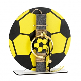 Πασχαλινή λαμπάδα με κίτρινη μπάλα ποδοσφαίρου σε ξύλινη βάση - ΚΩΔ:EL728BS-AD