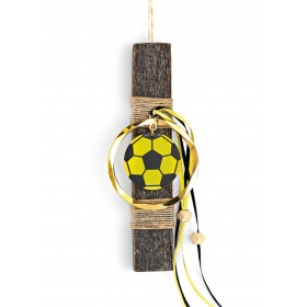 Πασχαλινή λαμπάδα μαύρη με κίτρινη plexi μπάλα ποδοσφαίρου 20cm - ΚΩΔ:EL756-1-AD
