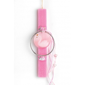 Πασχαλινή λαμπάδα ροζ με θέμα ροζ κύκνο - ΚΩΔ:EL807-AD
