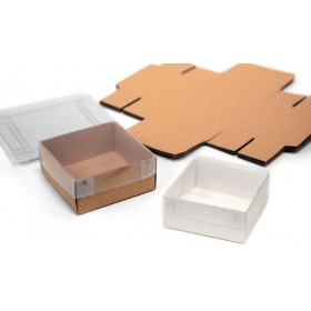 Κουτί χάρτινο με καπάκι ζελατίνα 11x11x5cm - ΚΩΔ:506251