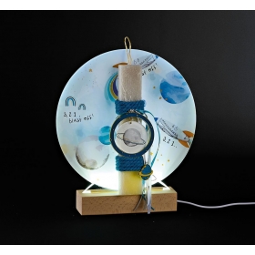 Πασχαλινή λαμπάδα με θέμα διάστημα σε plexiglass φωτιζόμενη βάση - ΚΩΔ:LED-EL1082-AD