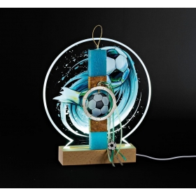 Πασχαλινή λαμπάδα με ποδοσφαιρική μπάλα σε plexiglass φωτιζόμενη βάση - ΚΩΔ:LED-EL1084-AD