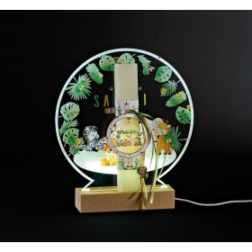 Πασχαλινή λαμπάδα με ζώα της ζούγκλας σε plexiglass φωτιζόμενη βάση - ΚΩΔ:LED-EL1091-AD