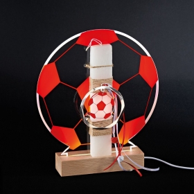 Πασχαλινή λαμπάδα με κόκκινη ποδοσφαιρική μπάλα σε plexiglass φωτιζόμενη βάση - ΚΩΔ:LED-EL754-AD