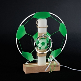 Πασχαλινή λαμπάδα με πράσινη ποδοσφαιρική μπάλα σε plexiglass φωτιζόμενη βάση - ΚΩΔ:LED-EL755-AD