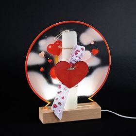 Πασχαλινή λαμπάδα με καρδιά σε plexiglass φωτιζόμενη βάση - ΚΩΔ:LED-EL910-AD