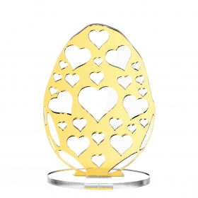 Plexiglass χρυσό αυγό με καρδιές 9X13cm - ΚΩΔ:M10704-AD