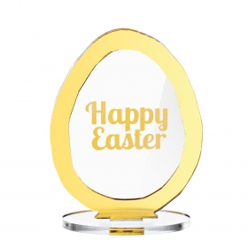 Plexiglass χρυσό αυγό - Happy Easter 9X13cm - ΚΩΔ:M10705-AD