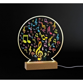 Plexiglass εκτυπωμένο με μουσικές νότες σε LED ξύλινη βάση - ΚΩΔ:M12035-AD