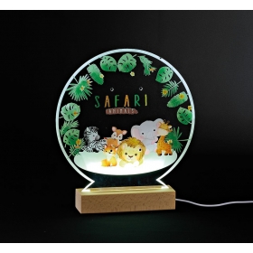 Plexiglass εκτυπωμένο με ζώα της ζούγκλας σε LED ξύλινη βάση - ΚΩΔ:M12036-AD