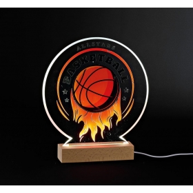 Plexiglass εκτυπωμένο με θέμα μπάσκετ σε LED ξύλινη βάση - ΚΩΔ:M12039-AD