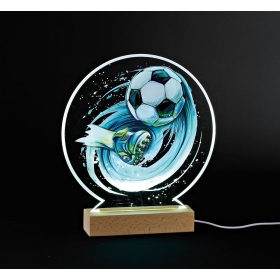 Plexiglass εκτυπωμένο με θέμα ποδόσφαιρο σε LED ξύλινη βάση - ΚΩΔ:M12040-AD