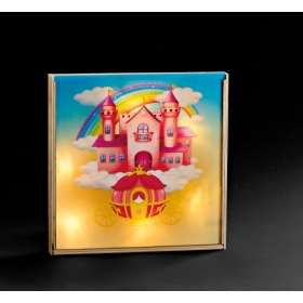 Ξύλινο καδράκι με φως και plexiglass καπάκι - κάστρο - ΚΩΔ:M12043-AD
