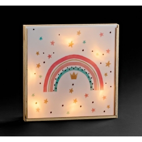 Ξύλινο καδράκι με φως και plexiglass καπάκι - ουράνιο τόξο - ΚΩΔ:M12044-AD