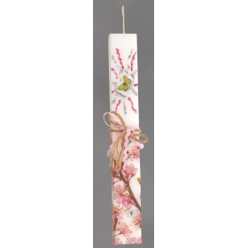 Πασχαλινή λαμπάδα πλακέ με λουλούδια 29cm - ΚΩΔ:M1701-AD