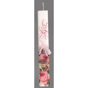 Πασχαλινή λαμπάδα πλακέ με λουλούδια 29cm - ΚΩΔ:M1702-AD