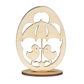 Ξύλινο διακοσμητικό αυγό με κοτοπουλάκια 6.5X9.3cm - ΚΩΔ:M1731-AD