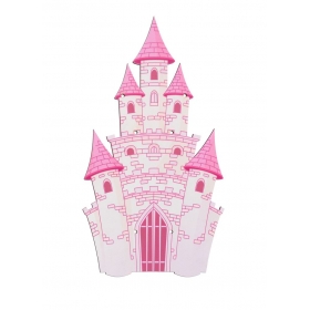 Ξύλινη πλάτη ροζ κάστρο για λαμπάδα 18X33cm - ΚΩΔ:M3538-1-AD