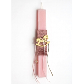 Πασχαλινή λαμπάδα ροζ με αλογάκι-καρουζέλ - ΚΩΔ:EL099-AD