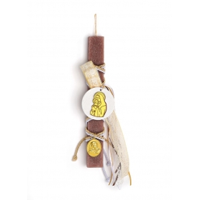 Πασχαλινή λαμπάδα κεραμιδί με κεραμικό διακοσμητικό Παναγία-Χριστός - ΚΩΔ:EL1013-AD