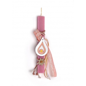 Πασχαλινή λαμπάδα ροζ με κεραμική σταγόνα-μάτι - ΚΩΔ:EL1016-AD