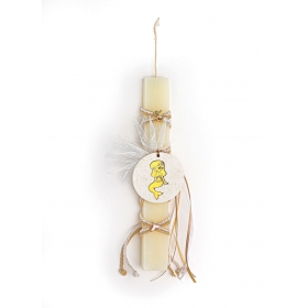 Πασχαλινή λαμπάδα εκρού με κεραμικό διακοσμητικό γοργόνα - ΚΩΔ:EL1018-AD