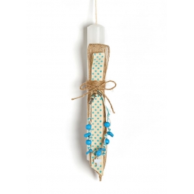 Πασχαλινή λαμπάδα με βραχιόλι σταυρό και σιέλ χάντρες - ΚΩΔ:EL1063-AD