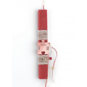 Πασχαλινή λαμπάδα κόκκινη με ροζ-χρυσό παζλ YOU - ΚΩΔ:EL825-AD