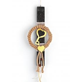 Πασχαλινή λαμπάδα μαύρη με χρυσό κλειδί και καρδιά - ΚΩΔ:EL834-AD