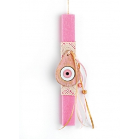 Πασχαλινή λαμπάδα ροζ με ροζ κεραμικό μάτι - ΚΩΔ:EL854-AD