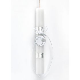 Πασχαλινή λαμπάδα λευκή με μεταλλικό διακοσμητικό wishes come true 20cm - ΚΩΔ:EL897-AD