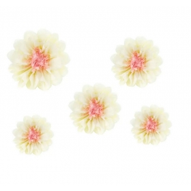 Διακοσμητικά Χάρτινα Λουλούδια Εκρού με Ροζ  - ΚΩΔ:DB4-079-BB